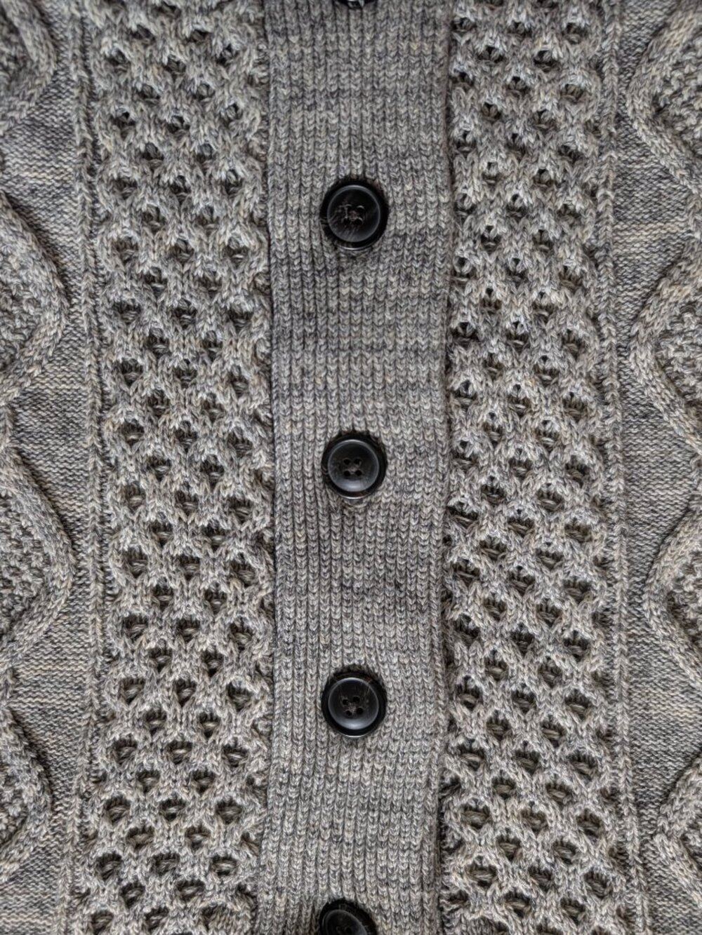 GAP - Grey Cable Knit Cotton Shawl-Collar Cardigan - Size M - Picture 4 of 6